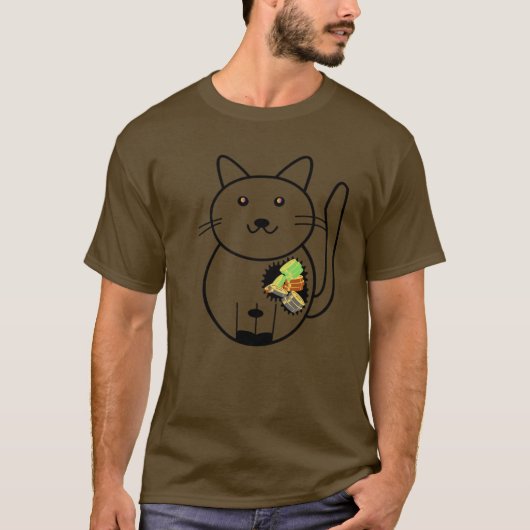 Munten-CAT Op Donkere Canva T-shirts (Voorkant)