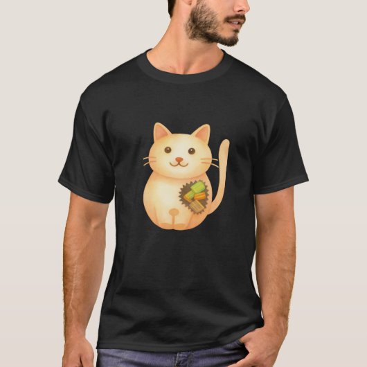 Munten-CAT Op Donkere Canva T-shirts (Voorkant)