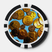 Munten Composiet Poker Chips, Zwart Gestreepte Ran Poker Chips (Voorkant)