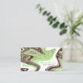 Munten groen en chocoladestrepen visitekaartje (Staand voorkant)