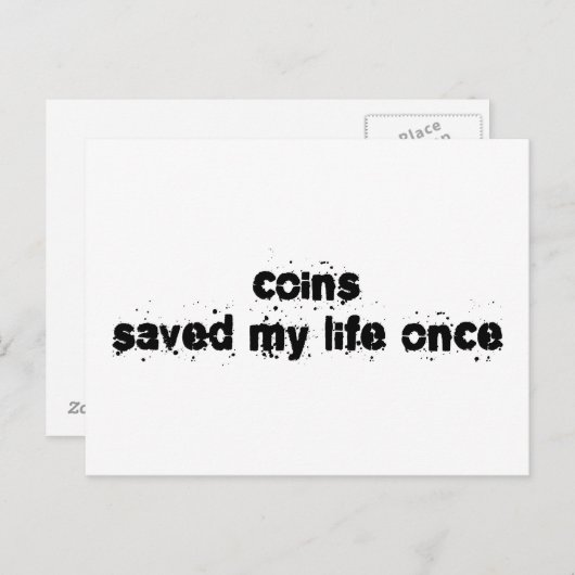 Munten hebben mijn leven één keer gered briefkaart (Voorkant / Achterkant)