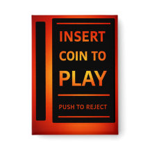 Munten invoeren om Retro Arcade Pinback-knop te sp