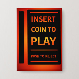 Munten invoeren om Retro Arcade Pinback-knop te sp Button