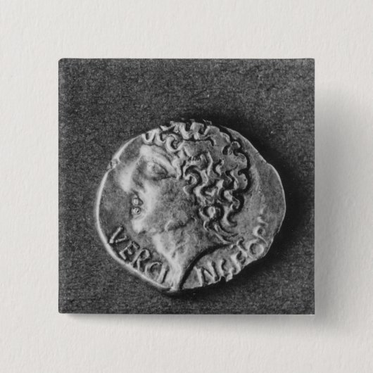 Munten met de beeltenis van de Vercingetorix Vierkante Button 5,1 Cm (Voorkant)