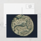 munten met de hoofden van Julius Caesar en Augustu Briefkaart (Voorkant / Achterkant)