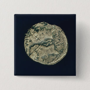 munten met de hoofden van Julius Caesar en Augustu Vierkante Button 5,1 Cm