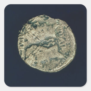 munten met de hoofden van Julius Caesar en Augustu Vierkante Sticker