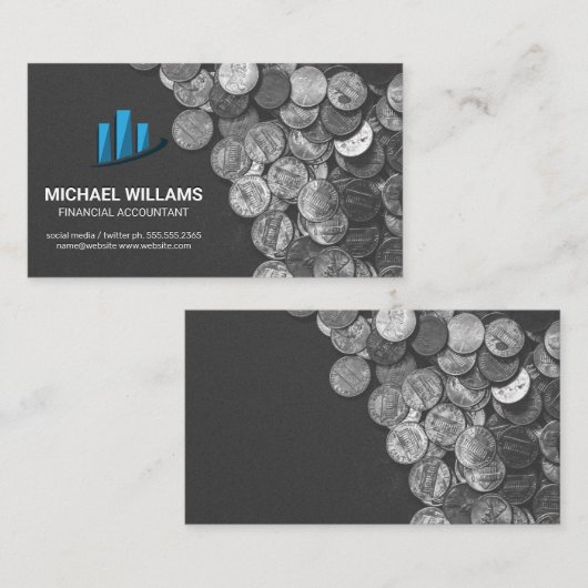 Munten | staafgrafiek visitekaartje (Voorkant / Achterkant)