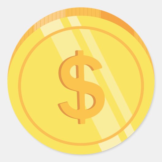 Munten van gouden dollars ronde sticker (Voorkant)