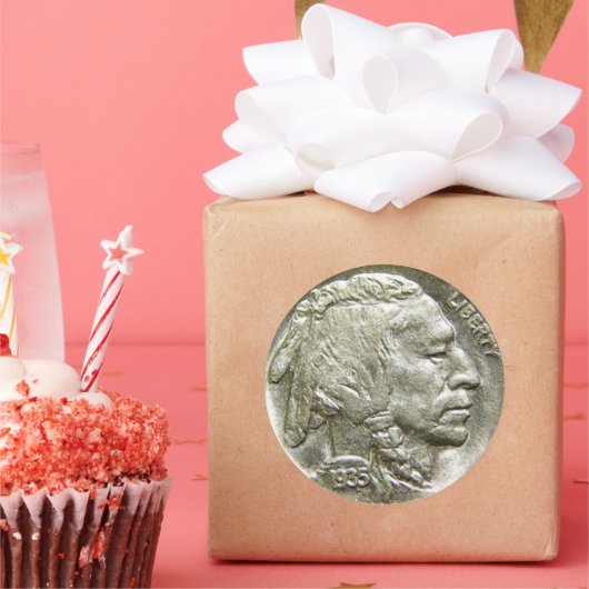 Munten Verzamelaars Indian Head Zilveren Nikkel Ronde Sticker (Feest)