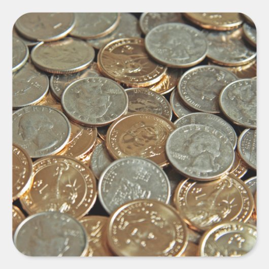 Munten Vierkante Sticker (Voorkant)