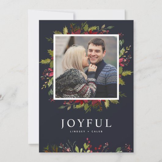 Munter Groen | Bewerkbare Kleuren Platte Foto Feestdagenkaart (Voorkant)