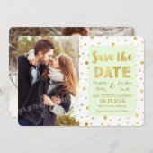 Muntgoud Confetti Trouwfoto Save the Date (Voorkant / Achterkant)