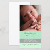 Muntgrijze Bedankt Baby Shower Fotokaarten (Voorkant / Achterkant)