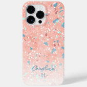Muntgroen Blauw Wit Koraalrood Terrazzo Patroon Case-Mate iPhone Case (Achterkant)