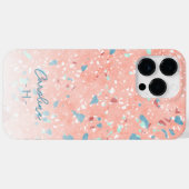 Muntgroen Blauw Wit Koraalrood Terrazzo Patroon Case-Mate iPhone Case (Achterkant (horizontaal))
