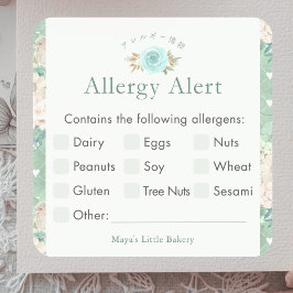 Muntgroen Botanisch Allergie Waarschuwing Vierkante Sticker