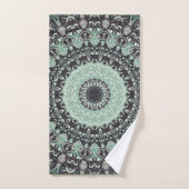Muntgroen en houtskool Mandala Patroon Bad Handdoek (Handdoek)