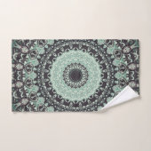 Muntgroen en houtskool Mandala Patroon Bad Handdoek (Handdoek)
