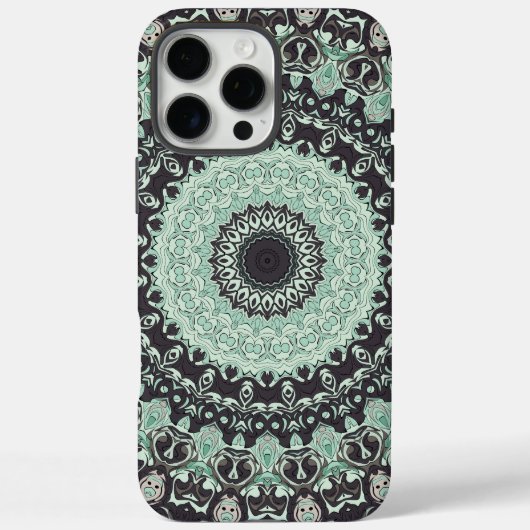 Muntgroen en houtskool Mandala Patroon Case-Mate iPhone Case (Achterkant)