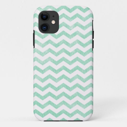 Muntgroen en wit Chevron patroon Case-Mate iPhone Case (Achterkant)