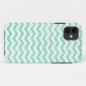 Muntgroen en wit Chevron patroon Case-Mate iPhone Case (Achterkant (horizontaal))