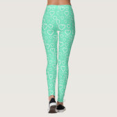 Muntgroen en Wit Hartjes Patroon Leggings (Achterkant)