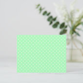 Muntgroen en wit stippenpatroon briefkaart (Staand voorkant)