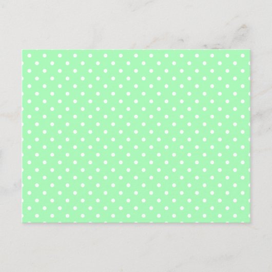 Muntgroen en wit stippenpatroon briefkaart (Voorkant)