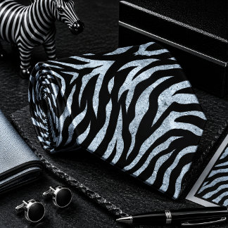 Muntgroen Glitterig Zebra Wild Dier Patroon Stropdas