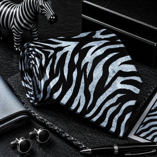 Muntgroen Glitterig Zebra Wild Dier Patroon Stropdas