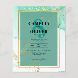 Muntgroen Goud Alcohol Inkt Abstract Trouwen Flyer