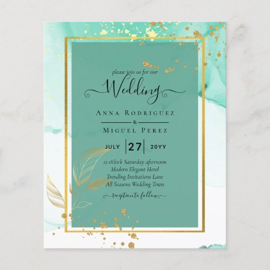 Muntgroen Gouden TROUW Alcohol Ink Abstract Flyer (Voorkant)