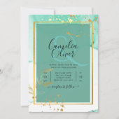 Muntgroen Gouden TROUW Alcohol Ink Abstract Kaart (Voorkant)