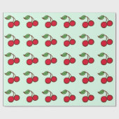 Muntgroen Kerst Kersen Inpakpapier (Vlak)