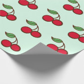 Muntgroen Kerst Kersen Inpakpapier (Hoek)