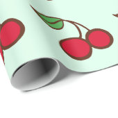 Muntgroen Kerst Kersen Inpakpapier (Rol Hoek)