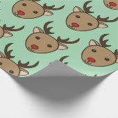 Muntgroen Kerst Reindeer Cadeaupapier (Hoek)