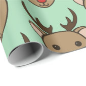 Muntgroen Kerst Reindeer Cadeaupapier (Rol Hoek)
