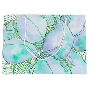 Muntgroen Lavendel Aquarel Botanische Bladeren Groot Cadeauzakje