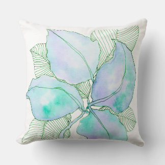 Muntgroen Lavendel Aquarel Botanische Bladeren Kussen