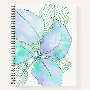Muntgroen Lavendel Aquarel Botanische Bladeren Notitieboek