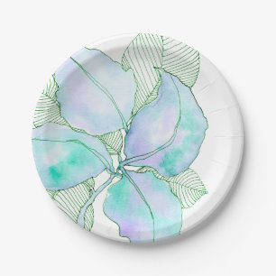 Muntgroen Lavendel Aquarel Botanische Bladeren Papieren Bordje