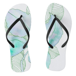 Muntgroen Lavendel Aquarel Botanische Bladeren Teenslippers