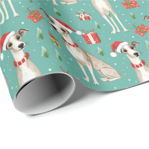 🎄🎅Muntgroen met Whippets Cadeaupapier
