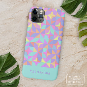 Muntgroen Paars Blauw Roze Midcentury Patroon Case-Mate iPhone Case