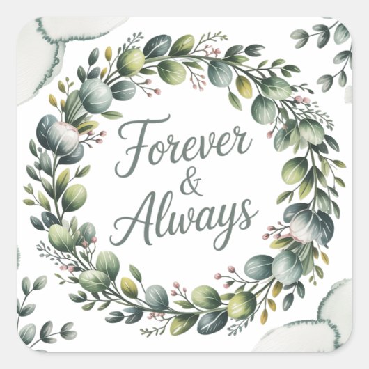 Muntgroen & Saliegroen Eucalyptus Vierkante Sticker (Voorkant)