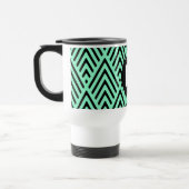 Muntgroen trendy chevronpatroon monogram reisbeker (Links)