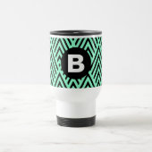 Muntgroen trendy chevronpatroon monogram reisbeker (Center)