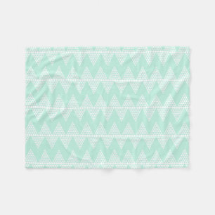 Muntgroen Witte Geometrische Chevron Patroon Fleece Deken